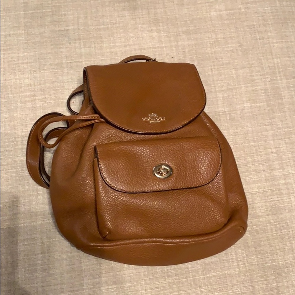 Tan coach mini backpack